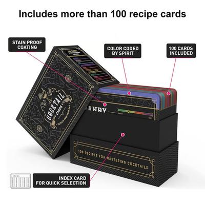 Yousheng 100 шт. коктейльные карточки рецепты коктейлей карточки для мастеров коктейлей для домашнего бармена коктейльное меню инструкция карта