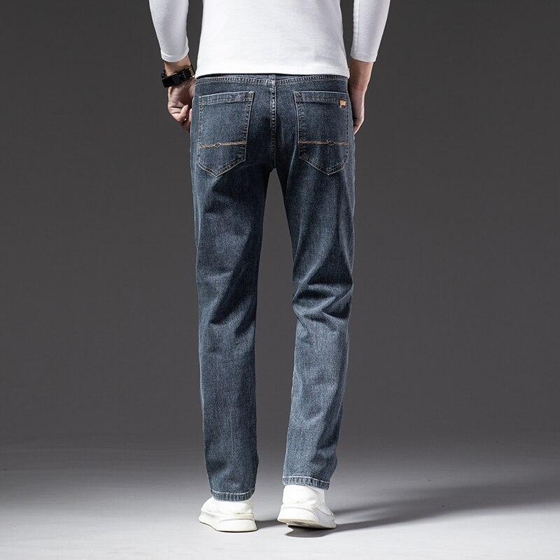 Mens Jeans Business Regular Straight Full Lenght Jean Casual Denim Trousers Elasticity Stretch Fabric Pant LY802