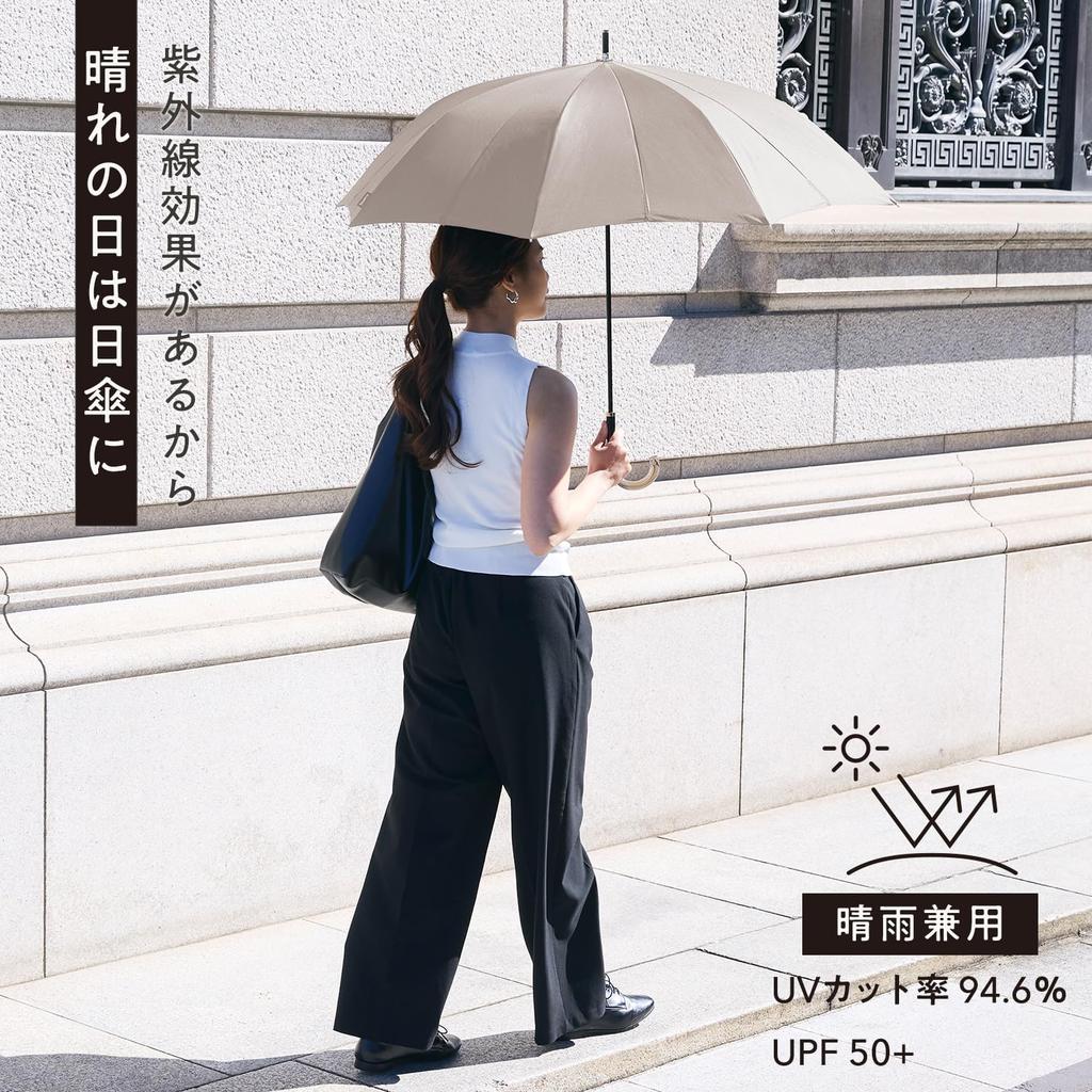 Marna Shupatto and Long Suitable for Rain or Royal P614B Umbrella, Women's Men's, Buttonless, Umbrella, Unisex, Shine, Water-Repellent, Blue, 58cm,