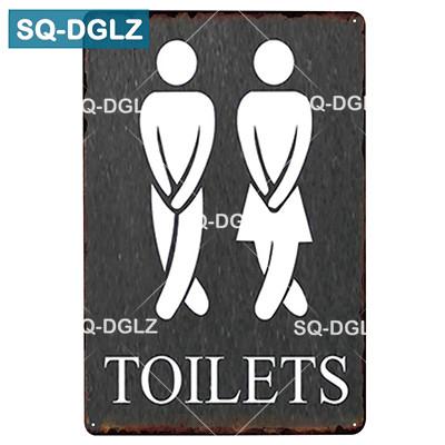 Vintage Metal Tin Sign Toilet Pub Wall Decor Rustic Retro Bar Plaque Home Man Cave Garage Decor
