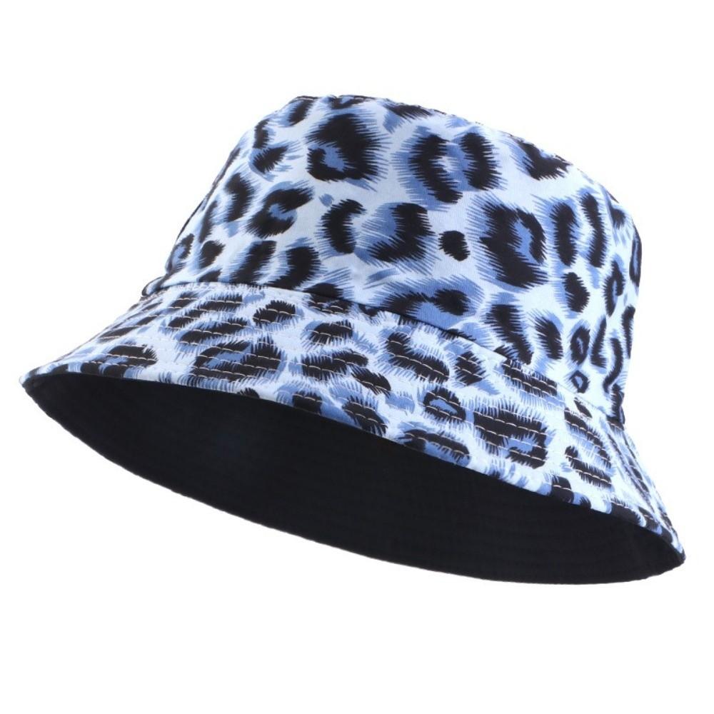 Double-Sided Bucket Hat Leopard Patterned Sun Cap Beach Sun Protect Hat Outdoor Travel