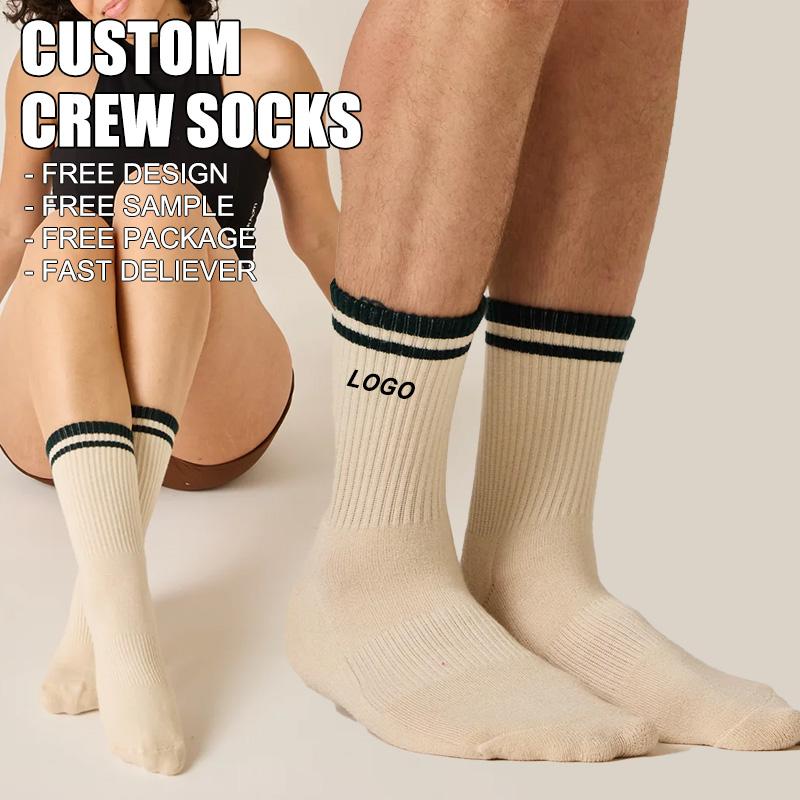 Designer Women's Children's Crew Socks Custom 100% Cotton Eco-Friendly Breathable Sport Socks Embroidered Logo Digital Printing
