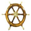 45.72 Cm wooden Ship Wheel with Brass Handle and Anchor. Gift Item for Maritime Wall Decor Office Decor Made from a Wooden Ship Wheel and a Boat.