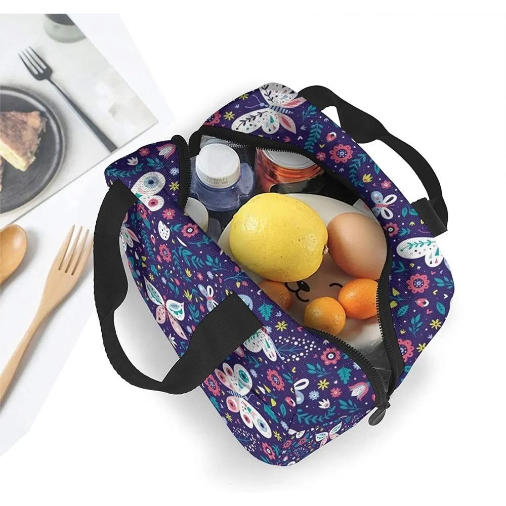Сумка для ланча Purple Butterfly для женщин и девочек, маленькая, изолированная, многоразовая, сумка-холодильник, рюкзак для бенто, портативная, герметичная, сумки для ланча