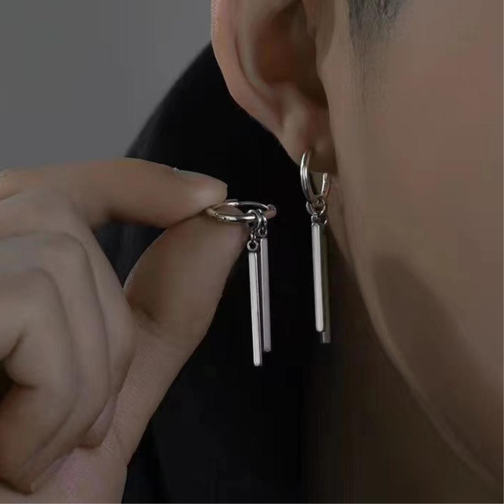 2PC Fashion Men's Personality Rascal Handsome Irregular Earrings Zircon Accessories Suitable for Date, Party, Festival Gifts