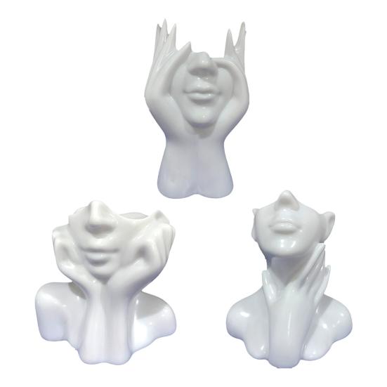 Подставка-органайзер для кистей для макияжа в форме лица, женская форма, голова, половина тела, чаша для хранения косметических инструментов, абстрактное искусство, настольная подставка для ручек для декора дома и офиса