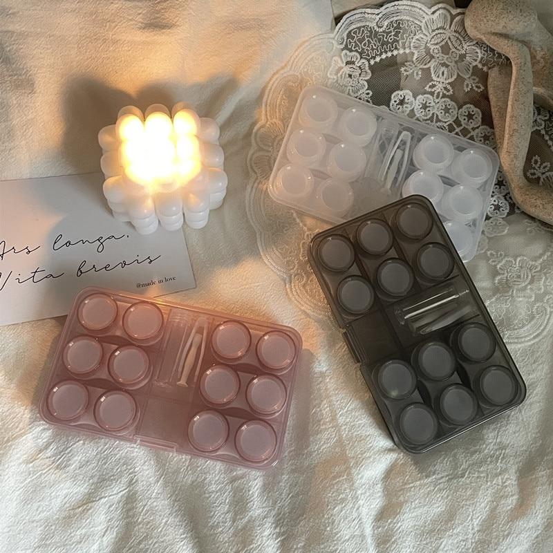5/6 Pairs/set Solid Large Contact Lens Storage Box Travel Contact Lens Case for Makeup Beauty Pupil Box Tweezer Stick Container