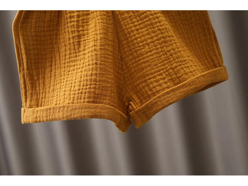 Летний детский хлопковый марлевый комплект из двух предметов с коротким рукавом: Легкий и дышащий для мальчиков и девочек