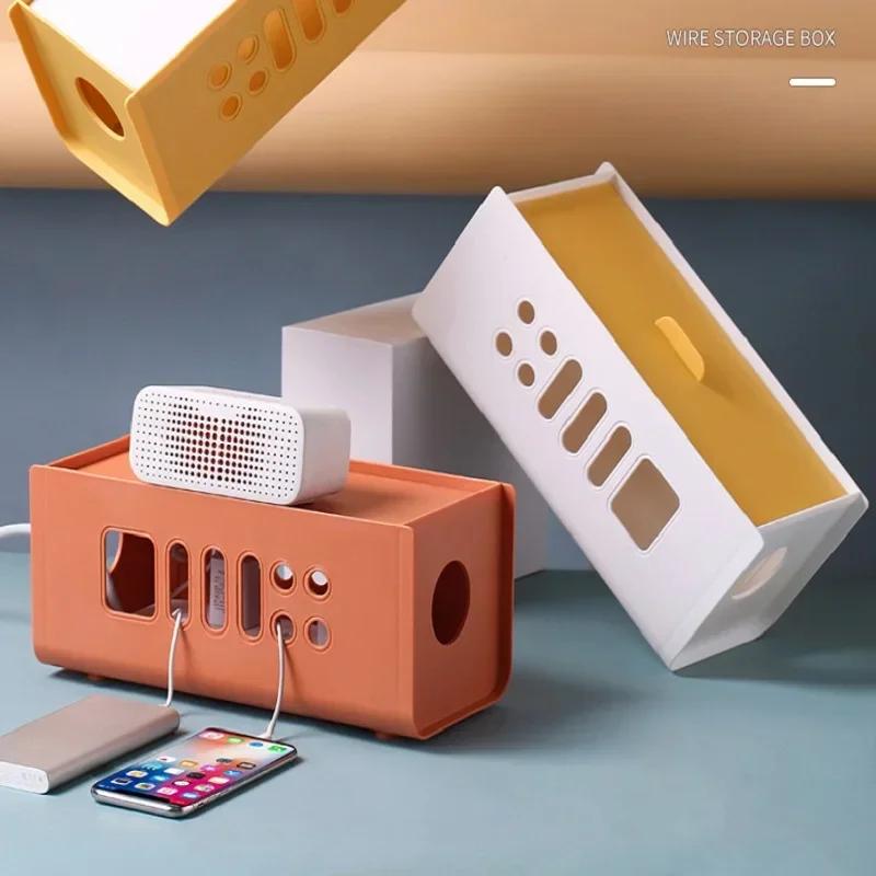 Творческий штекерный шнур питания Пластиковый ящик для хранения вещей Органайзер для кабеля Бытовая настольная панель для подключения Электрическая розетка Хранение