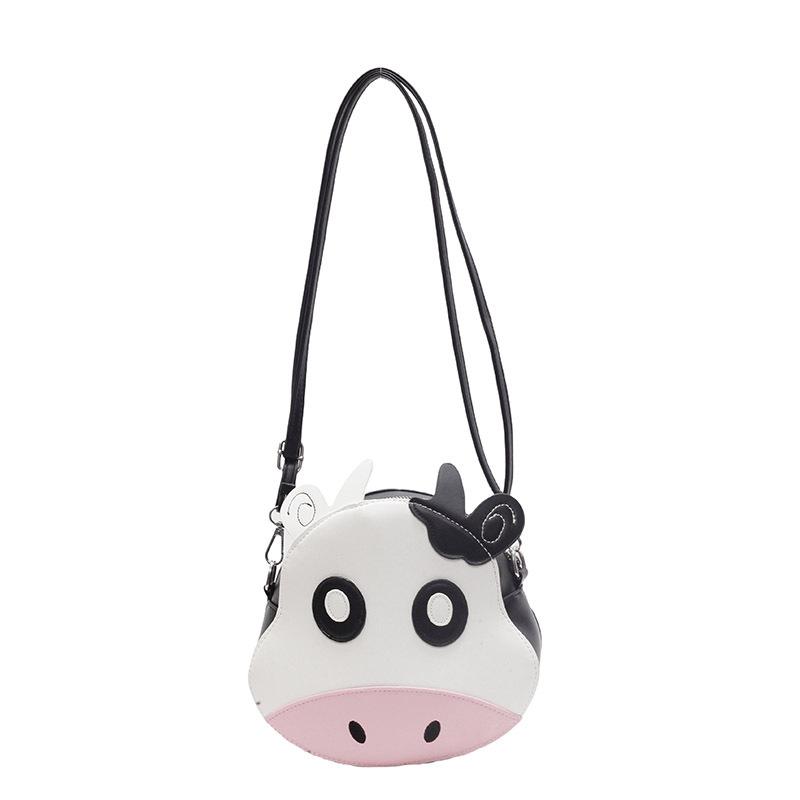 Bags Cute Cow Small Bag 2025 New Mori Sweet Girl Foreign Style Versatile Single Shoulder Messenger Small Round Bag