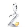 Fit 3mm 925 Bracelets 925 Silver Color 26 Gold Heart Zircon Letter Charms Beads DIY Creative Birthday Jewelry Gifts