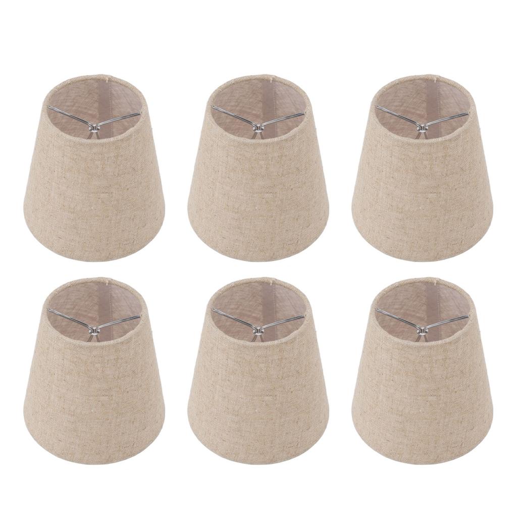 6Pcs Small Lamp Shade Clip On Drum Linen Fabric Lampshade for Candle Bulbs Lighting Accessories