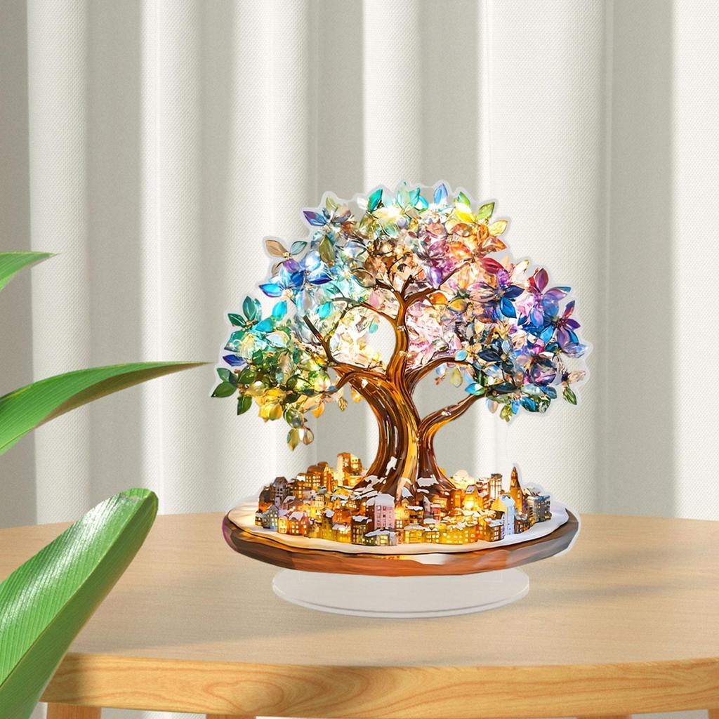 Красочное дерево настольное украшение акриловый знак декор 2D плоский новинка праздничные принадлежности центральный элемент стола