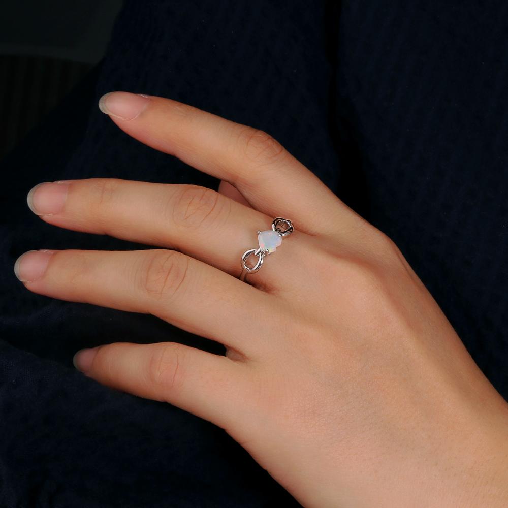 Милый романтический стиль Камень октября Натуральный опал в форме сердца кольцо Серьги комплект украшений для женщин и девочек подарок на день рождения