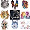 Cartoon Animal Diy Patch Iron On Clothes Jeans Fashion Diy Accessory Sticker Heat Press Appliqued Thermal Patch Wolf Lions Dog