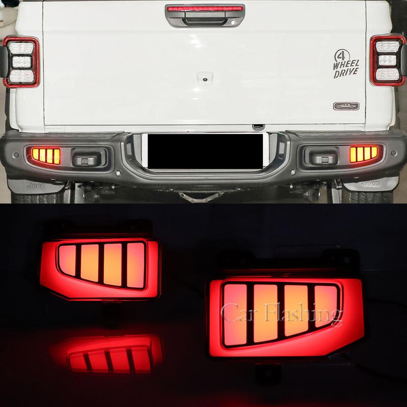 1 Set LED Rear Fog Lamp For Jeep Gladiator 2019 2020 2021 2022 Car Bumper Brake Light Reflector turn Signal Indicators
