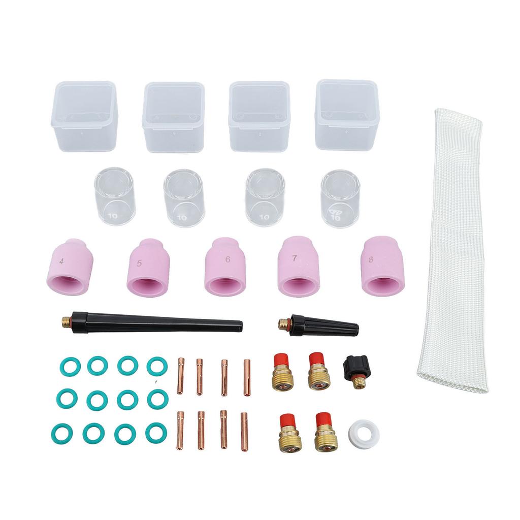 38 шт. комплект линз для газовой сварки TIG, стеклянная чашка, задняя чашка, уплотнительное кольцо, прокладка, расходные материалы для плазменной горелки WP9 20