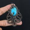 Tibetan Turquoise Pendant, 999 Copper Wire Wrapped Gemstone Jewelry, Handmade Pendant, For Thanksgiving