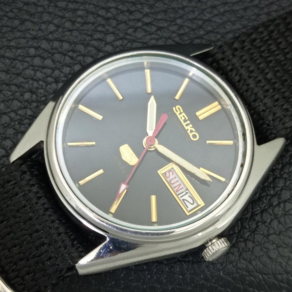 ВИНТАЖНЫЕ АВТОМАТИЧЕСКИЕ ЧАСЫ SEIKO 5 6319A ЯПОНИЯ МУЖСКИЕ ЧЕРНЫЙ ЦВЕТ ЦИФЕРБЛАТ a708367-1