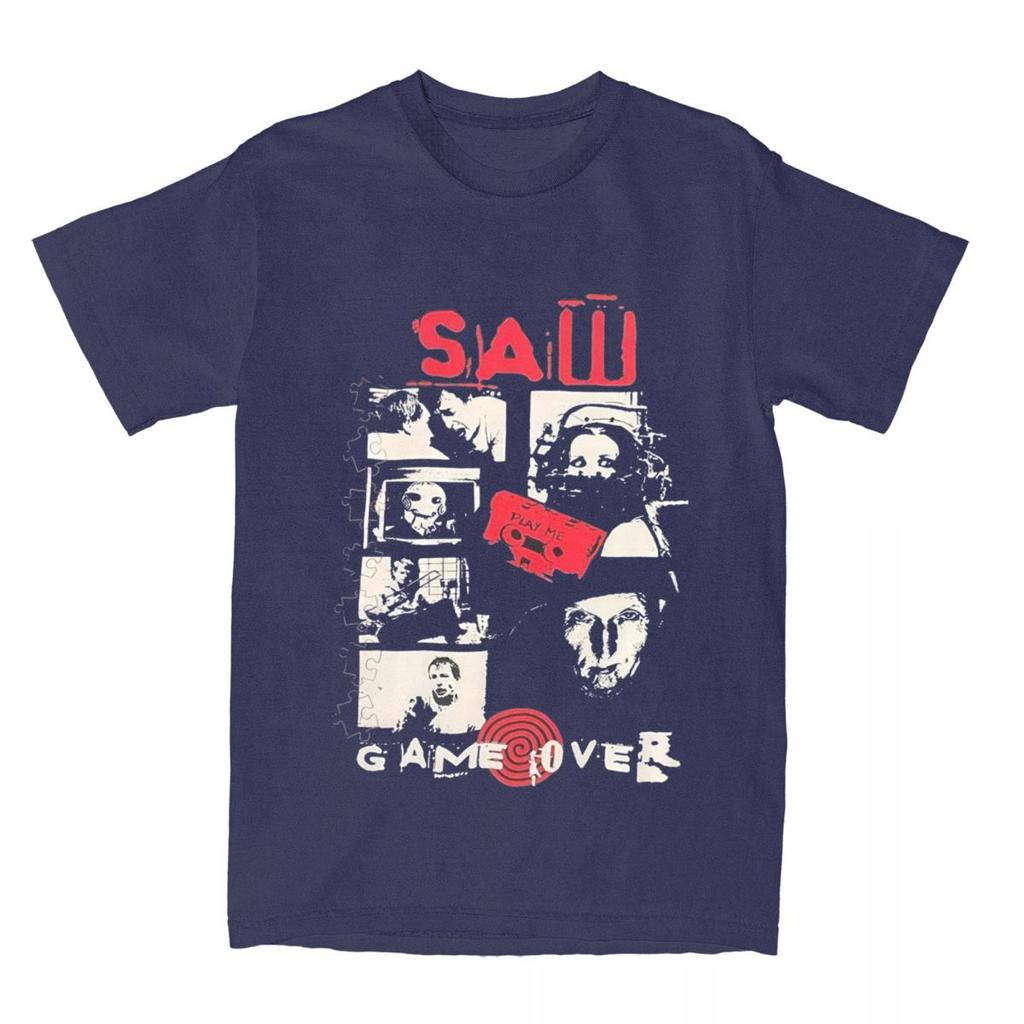 Vintage Saw Jigsaw Game Over Men Women's T Shirts Merch Humor Tees T-Shirt Cotton Plus Size Clothes