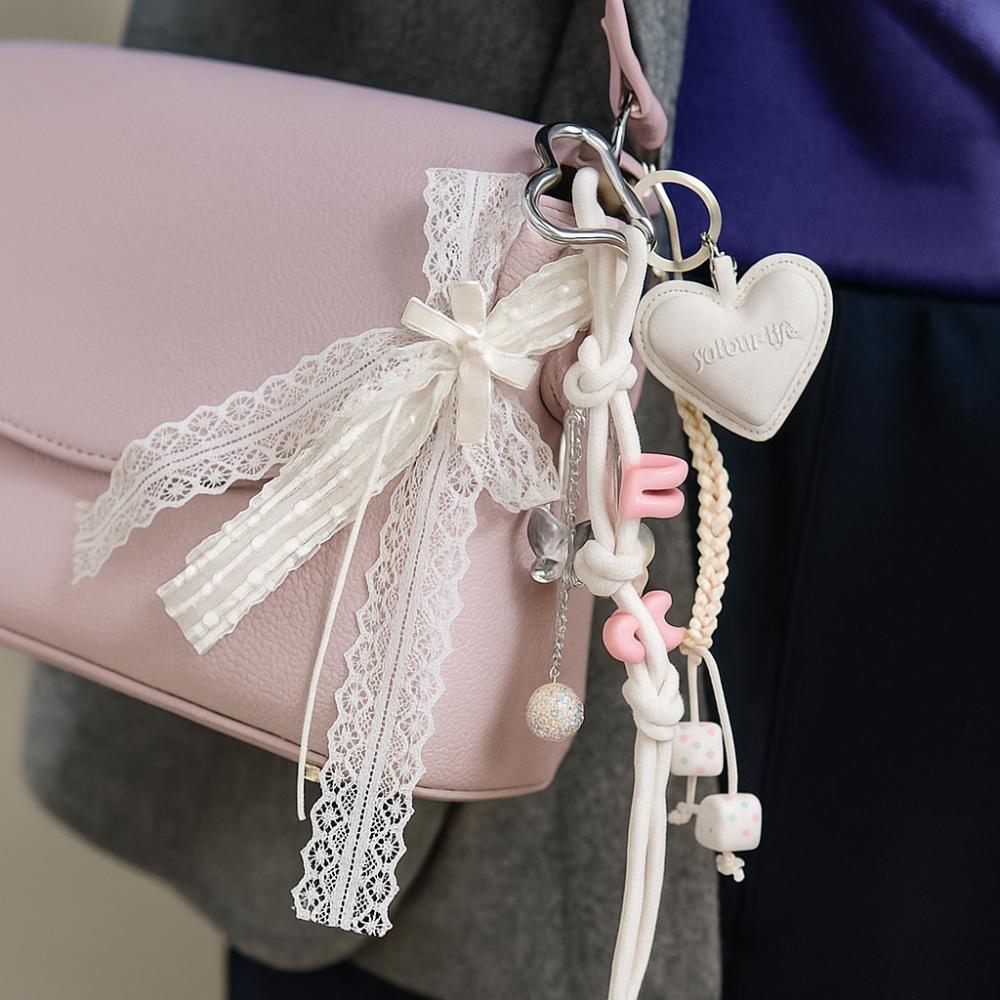 Bag Charm Braided Rope Bag Pendant High-grade Love Tassel Keyring Friends Birthday Gifts