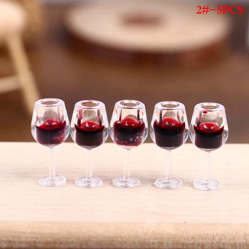 5Pcs 1:12 Dollhouse Miniature Wine Cup Beer Mug Wine Bottle Model Doll Decor Toy