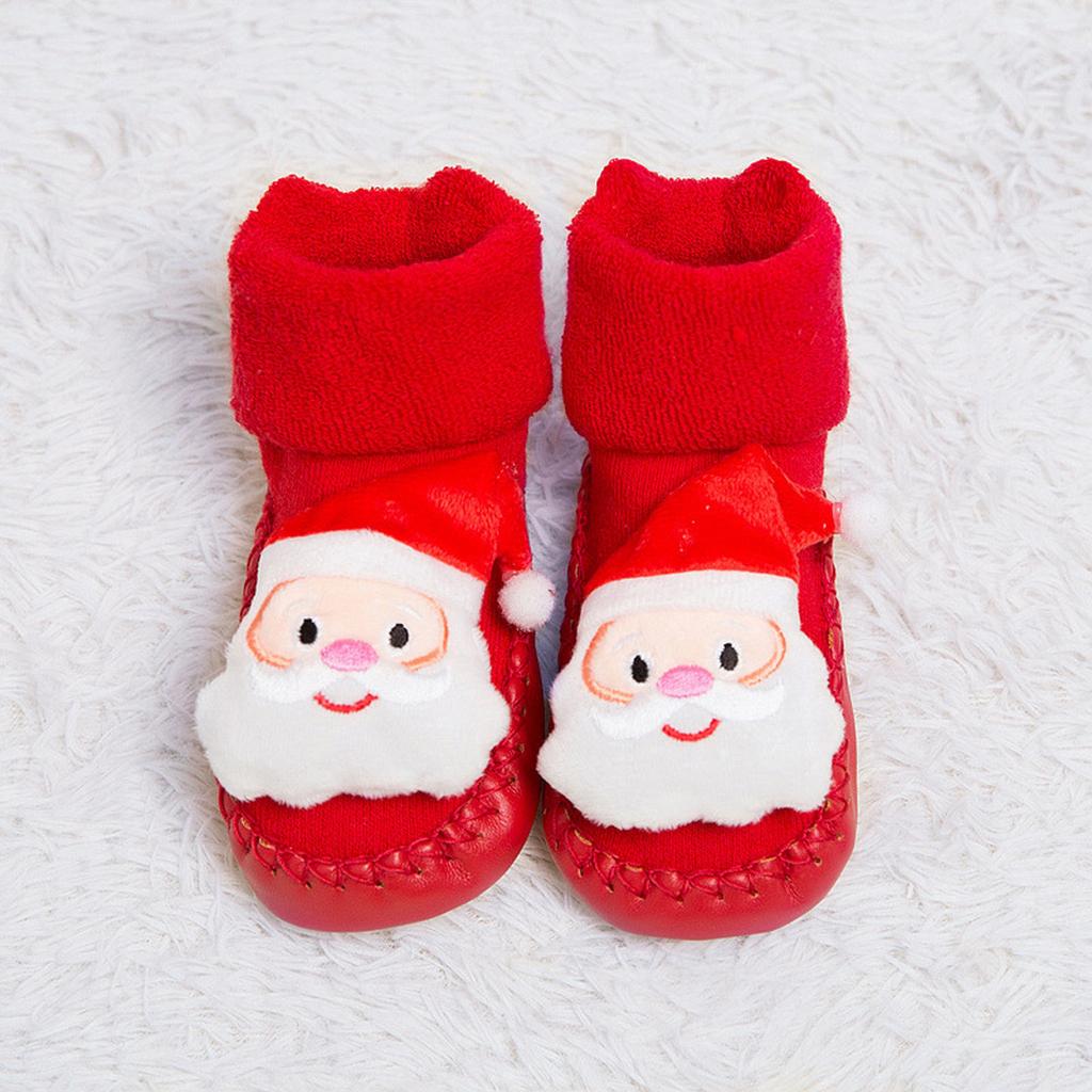 Newborn Baby Boys Girls Christmas Floor Socks Anti-Slip Baby Step Socks