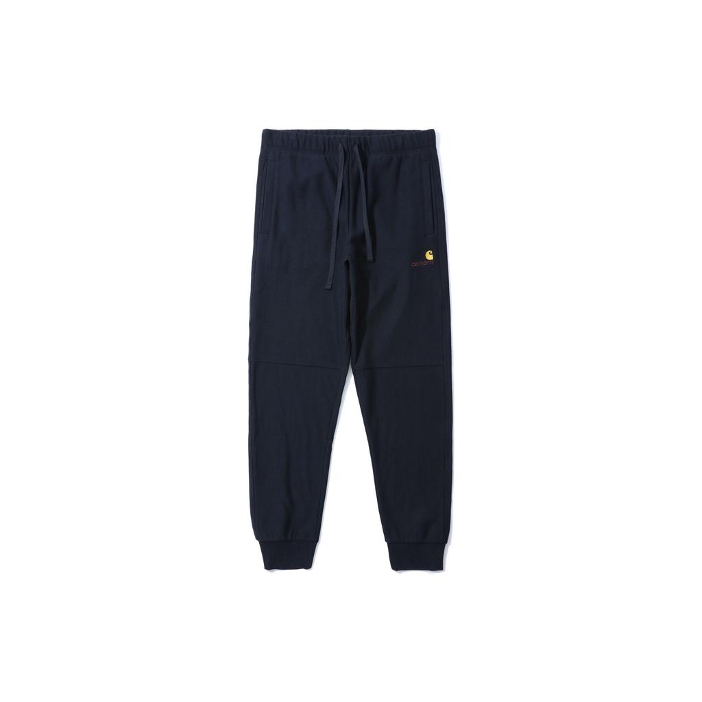 Carhartt WIP SS22 Однотонные вышитые спортивные штаны на шнурке Мужские брюки Темно-синий CHXPTI027042DNYX