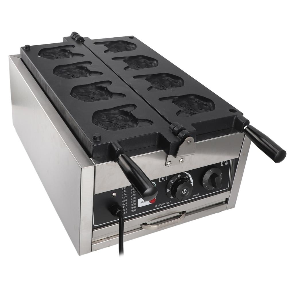 Профессиональная вафельница с антипригарным покрытием, 8 форм, забавная форма бульдога, двусторонний нагрев, электрическая вафельница