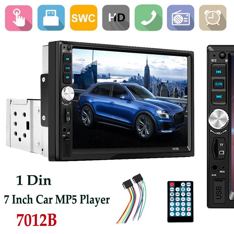7-дюймовый 1DIN MP5 автомагнитола 7010B/7012B/7018B/7023/универсальная, сенсорный дисплей, FM, USB, Bluetooth, AUX мультимедиа с экраном