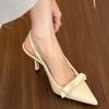 Fashion 2025 Modern Office Shoes for Women Black Wedding Slingback Pointed Toe Butterfly Decoration Female High Heeled Sandals