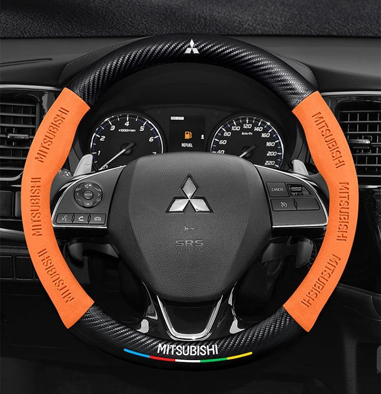 cxbkdv1 Carbon fiber Suede Car Steering Wheel Cover For Mitsubishi Pajero Sport Outlander ASX Lancer Eclipse RALLIART Auto Accessories