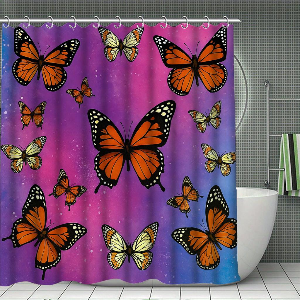 Butterflies Curtains Shower Curtain Set For Bathroom Modern Bath Rug Decor For Bathroom Shower Curtains Multi-Size Home Decor