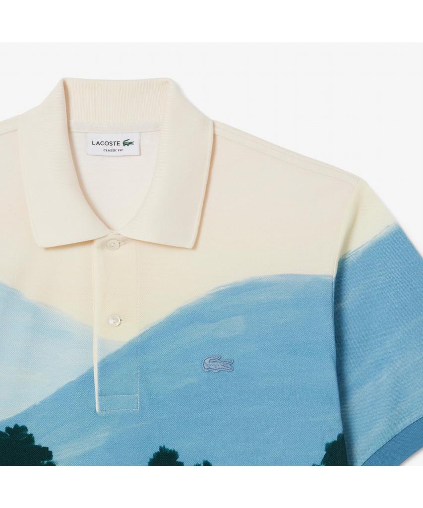 LACOSTE Men'S Landscape All-Over Jacquard Short Sleeve Polo Shirt Ph5895-55N 9Ix