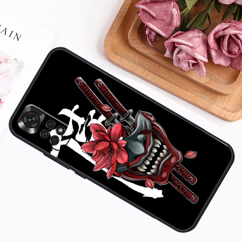 Чехол-маска Самурая Они для Xiaomi Redmi Note 13 Pro 14 12 11 9 10 9S 10S 11S 12S Redmi 12C 13C 14C 10C