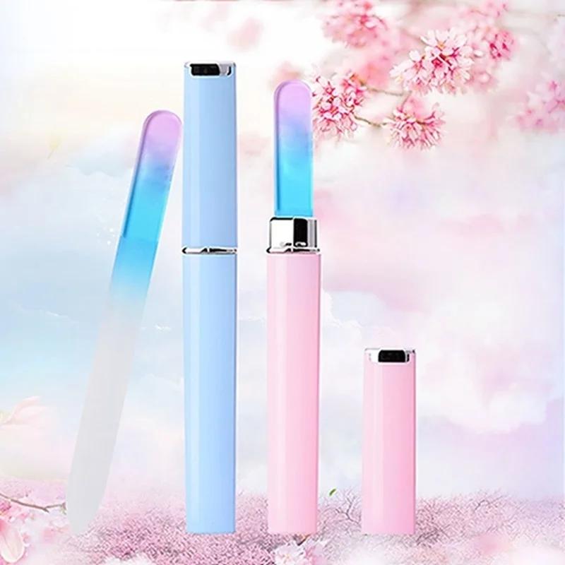 1шт цветная стеклянная пилочка для ногтей профессиональная полированная пескоструйная стеклянная пилочка для ногтей доступна с обеих сторон маникюрные инструменты