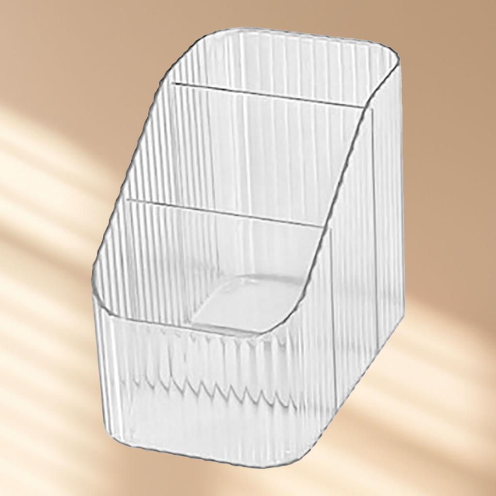 Pen Holder with 3 Compartments PP Transparent Makeup Brush Holder Desktop Stationery Organizer for