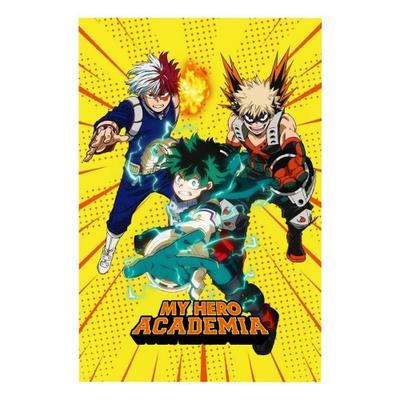 Плед с флисом из My Hero Academia: Деку, Бакуго и Тодороки