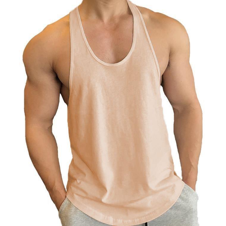 New Sports Vest Men'S Loose Summer Pure Cotton Fitness And Bodybuilding Quick Drying Sleeveless Shoulder White Base Shirt Sleeveless T-Shirt