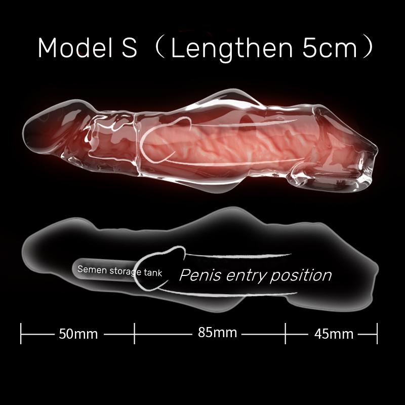 Большой чехол для пениса, удлинитель мужского члена, сексуальный член, многоразовый сексуальный силиконовый презерватив, забавные эротические игрушки для взрослых для мужчин 18