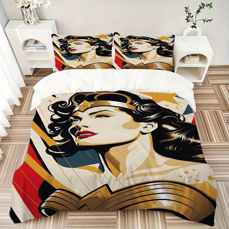 3pcs Wonder Woman Cover Set,Soft Comfortable Duvet Cover,Guest Room (1*Duvet Cover + 2*Pillowcases, Without Core) yy251024180