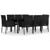 VidaXL Garden Dining Furniture 9pcs and Cushions Black Braided Resin 3185158