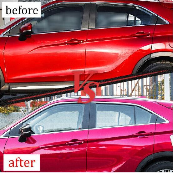 Для Mitsubishi Eclipse Cross 2018-2024 Черная Поликарбонатная Накладка на Центральную Стойку BC Окна