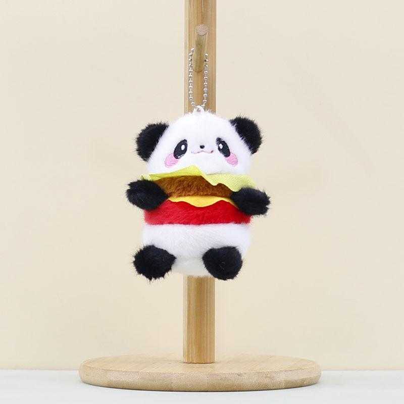 Adorable Hamburger Panda Plush Toy Keychain Cute Stuffed Animal Doll Accessory