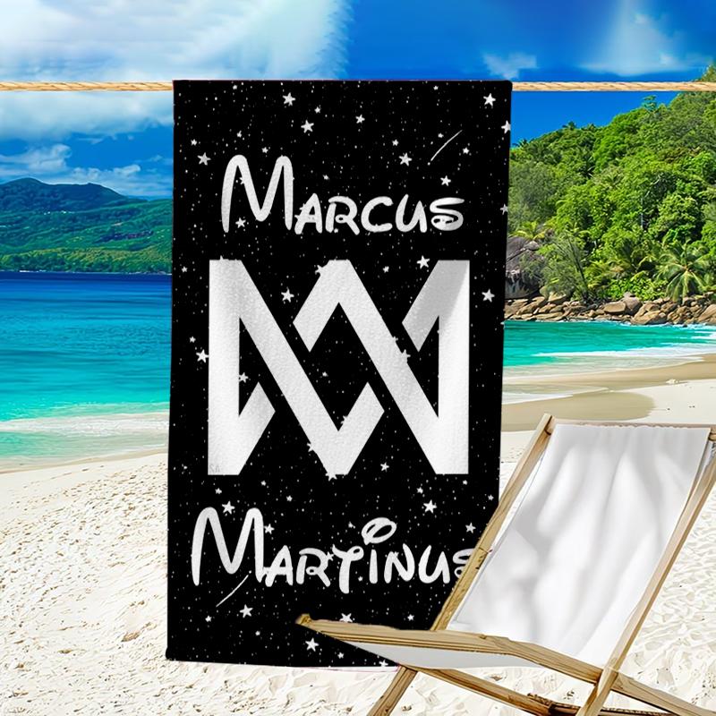 Пляжное полотенце с принтом Marcus & Martinus - мягкое, впитывающее, быстросохнущее, можно стирать в машине - идеально для плавания, кемпинга, купания