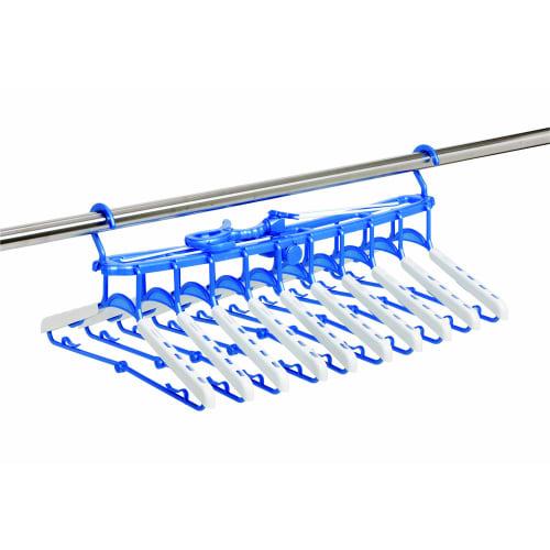 Nikko Humming 10-Row Sliding Laundry Hanger, Blue, 41cm Wide x 5cm Deep x 44cm High, F-13
