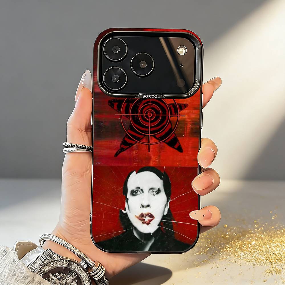 Чехол для телефона M-Manson M-MarilynS Singer для iPhone17 16 15 14 13 12 Pro Max Серый Черный Матовый Лазерный Металлик Аврора Funda
