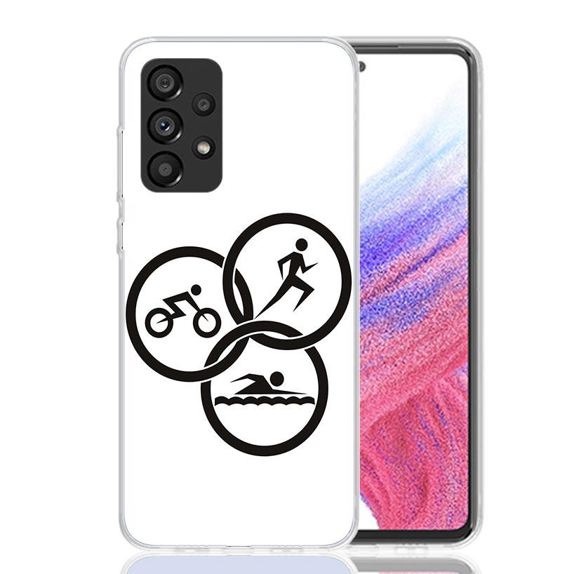 Triathlon Swim Bike Run Phone Case for Samsung Galaxy A17 A16 A15 A14 A13 A57 A56 A55 A54 A53 A37 A36 A35 A34 A33 A26 A25 A24 A2