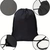 1pc Drawstring Backpack Black Gym Bulk Strapped Handbag Backpack Drawstring Backpack, Black