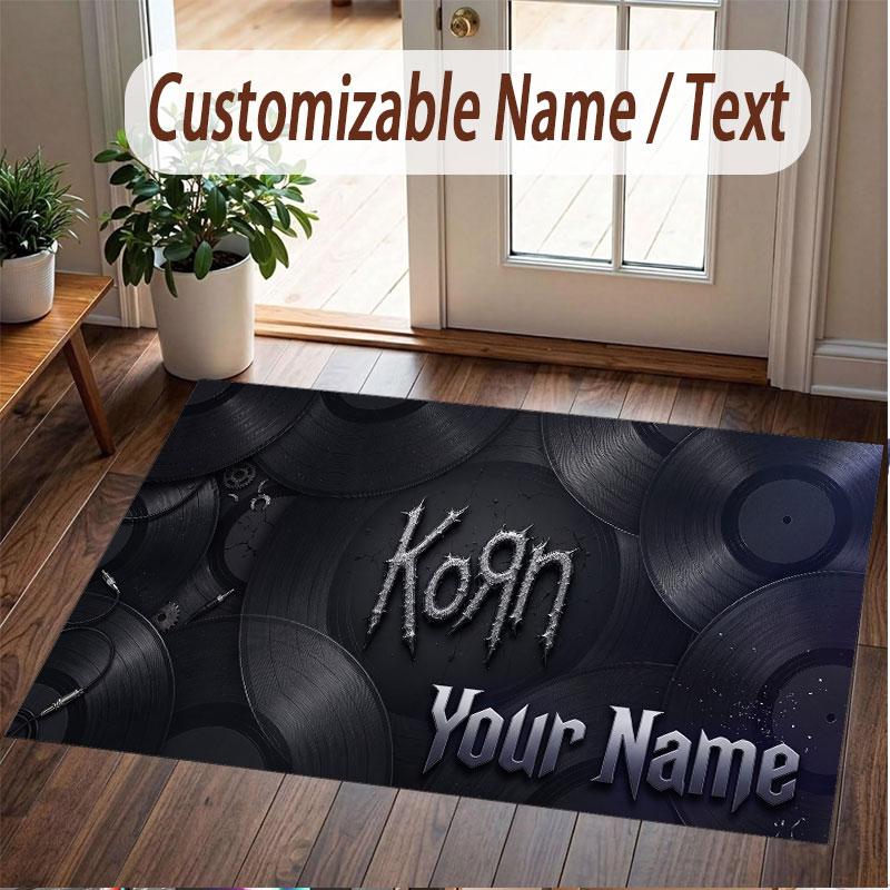 Custom Rug Korn Pattern Print Name Text Soft Non‑Slip Floor Carpet for Home Indoor Decoration